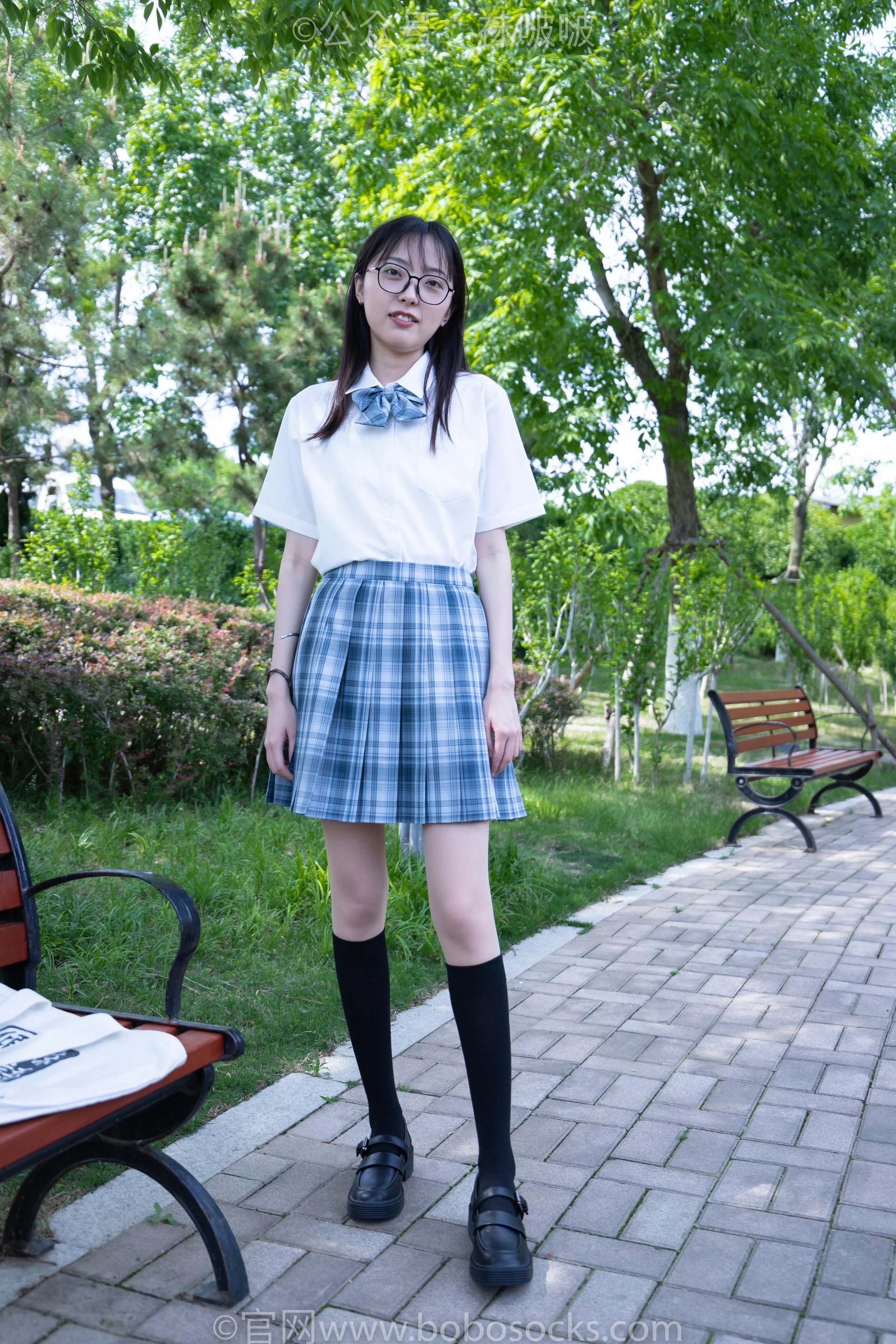 [BoBoSocks袜啵啵]NO.007 稚予-JK制服、皮鞋、黑色中筒棉袜、肉丝 2